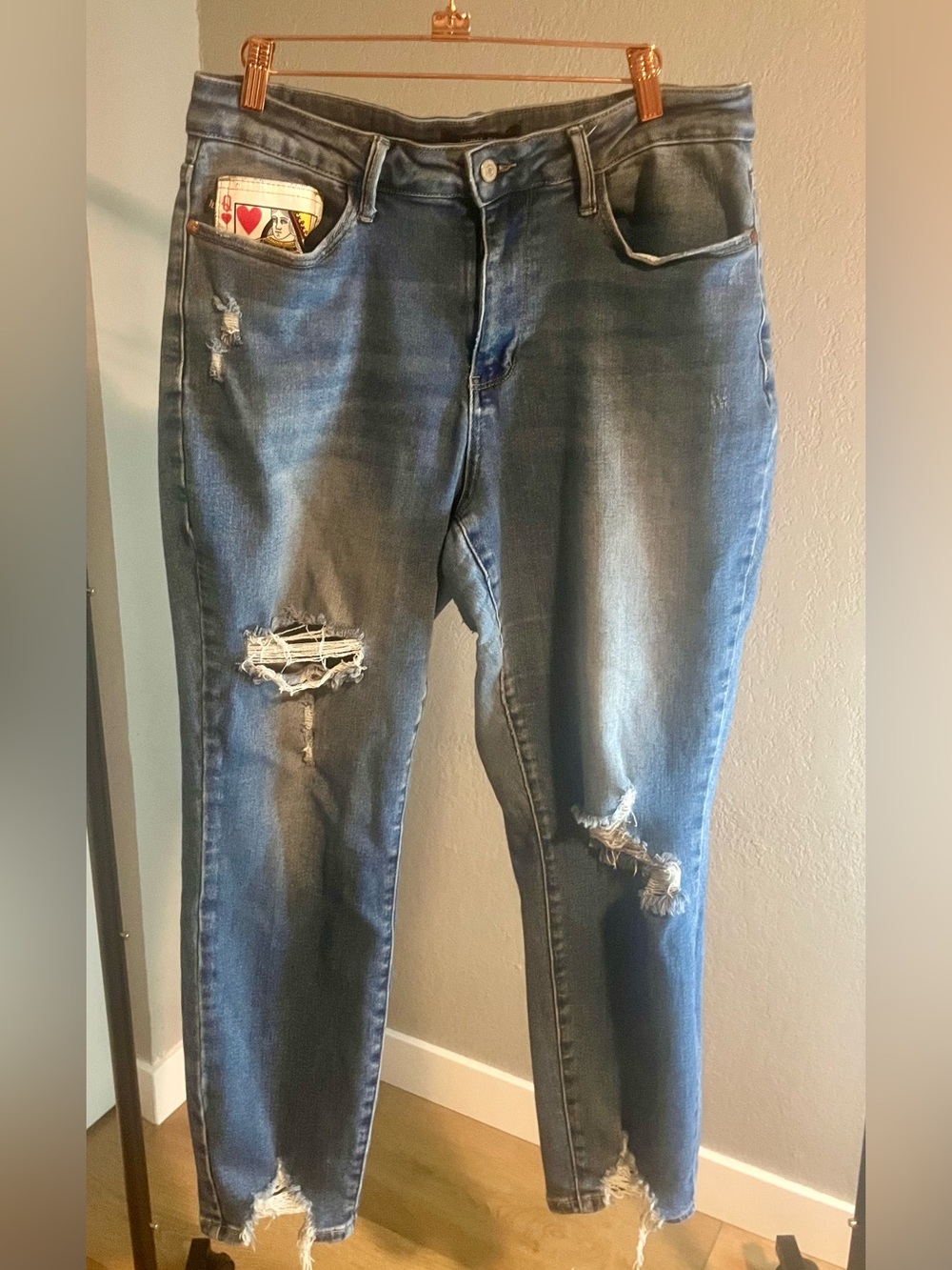 Judy Blue Distressed Medium Blue Skinny Jeans